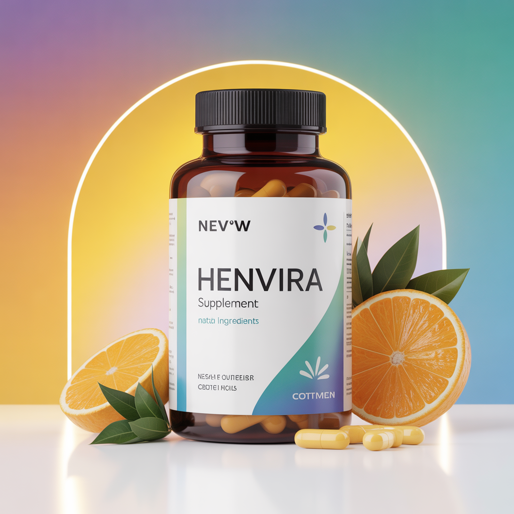 Henvira supplement bottle with natural ingredients